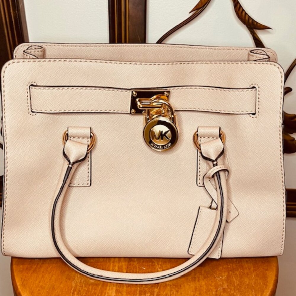 Michael Kors Rose Pink Textured Leather Handbag Gold Hardware - Like New